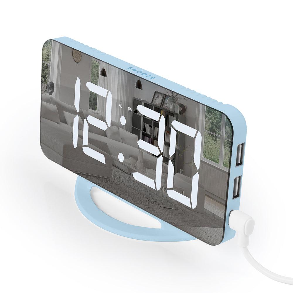 DigiClock with Mirrored Finish and Dual USB Charger