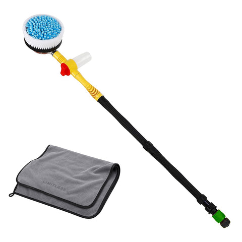 Car Wash System with Rotating Brush and Cloth