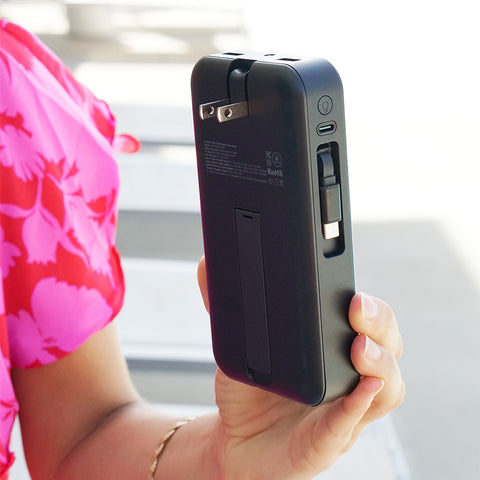 Elite 15,000mAh Power Bank with Wall Plug, Built-In Cables, Digital Display & Wireless Charging