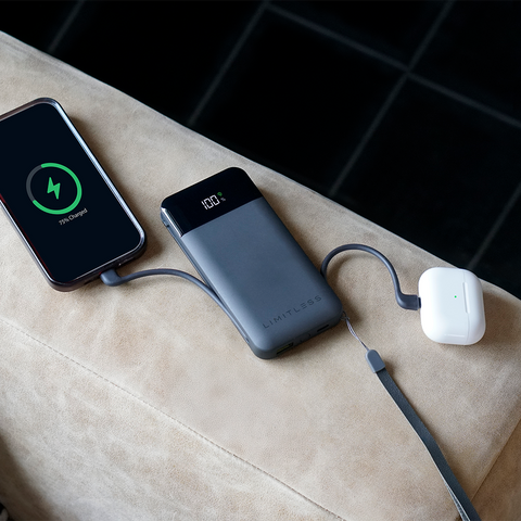 Limitless 10,000mAh Fast-Charging Power Bank with Built-In Cables