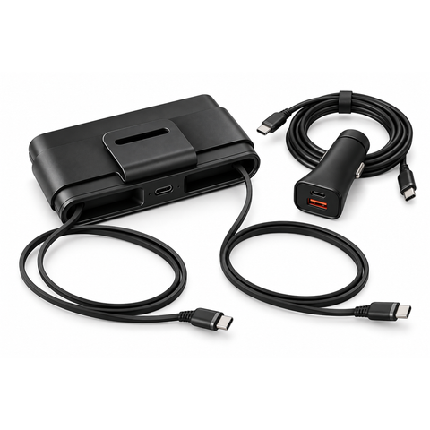 36W Car Charger with Retractable Cables