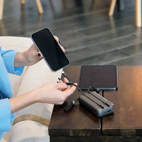 Ultimate Mini Pro 10,000mAh Power Bank with AC Plug & Built-In Cables