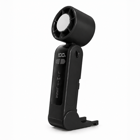 Handheld Rechargeable Fan with Cooling Plate, Digital Display, Flashlight & Phone Holder