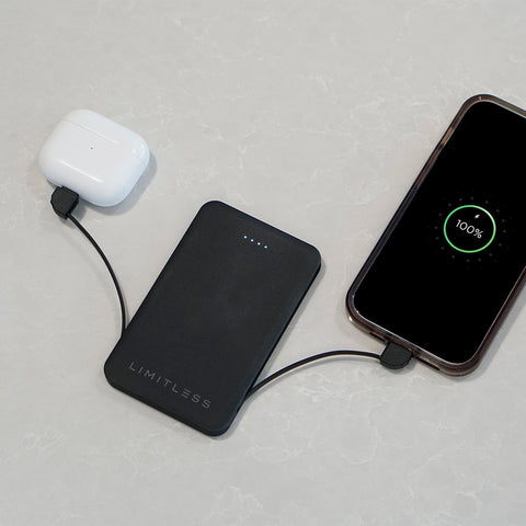 PocketCharge 5,000mAh Universal Power Bank with Built-in Charging Cables Set of 2