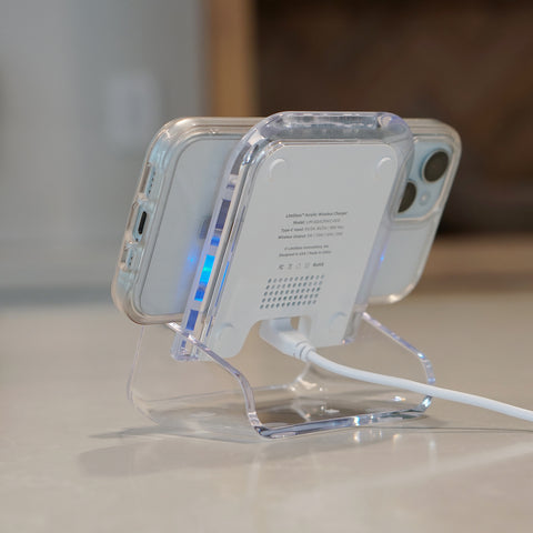 Acrylic Wireless Charging Pad and Phone Stand Base