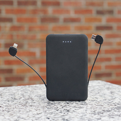 PocketCharge 5,000mAh Universal Power Bank with Built-in Charging Cables Set of 2