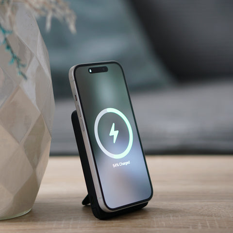 Ultra Slim 5,000mAh Magnetic Wireless Power Bank with Built-In USB-C Cable, Lightning® Adapter, 360° Kickstand & Digital Display