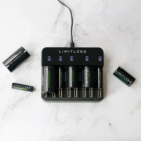 Limitless Universal NiMH Battery Charging System With Rechargeable Batteries