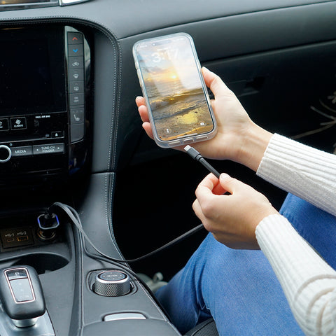 36W Car Charger with Retractable Cables
