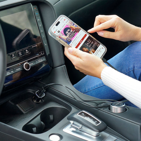 36W Car Charger with Retractable Cables