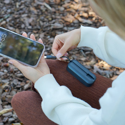 3,000mAh Emergency Power Bank with Built-in Type-C Cable, Charging Ports, & Battery Indicator Lights