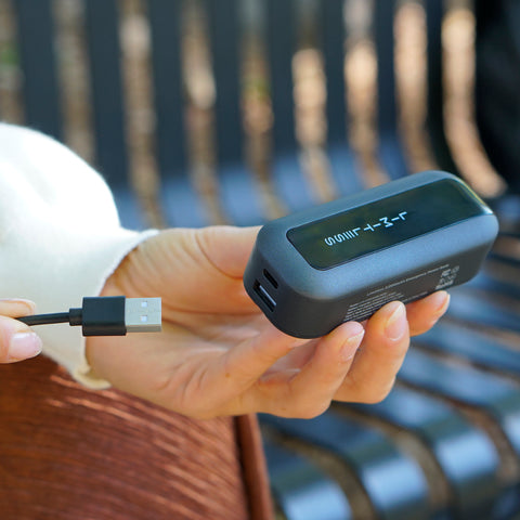 3,000mAh Emergency Power Bank with Built-in Type-C Cable, Charging Ports, & Battery Indicator Lights