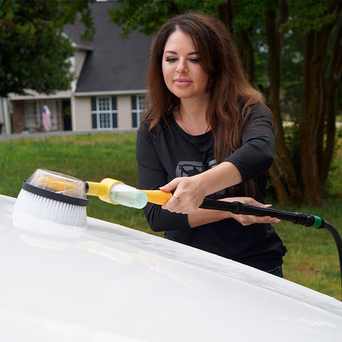 Car Wash System with Rotating Brush and Cloth