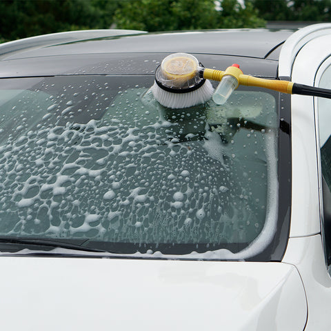Car Wash System with Rotating Brush and Cloth