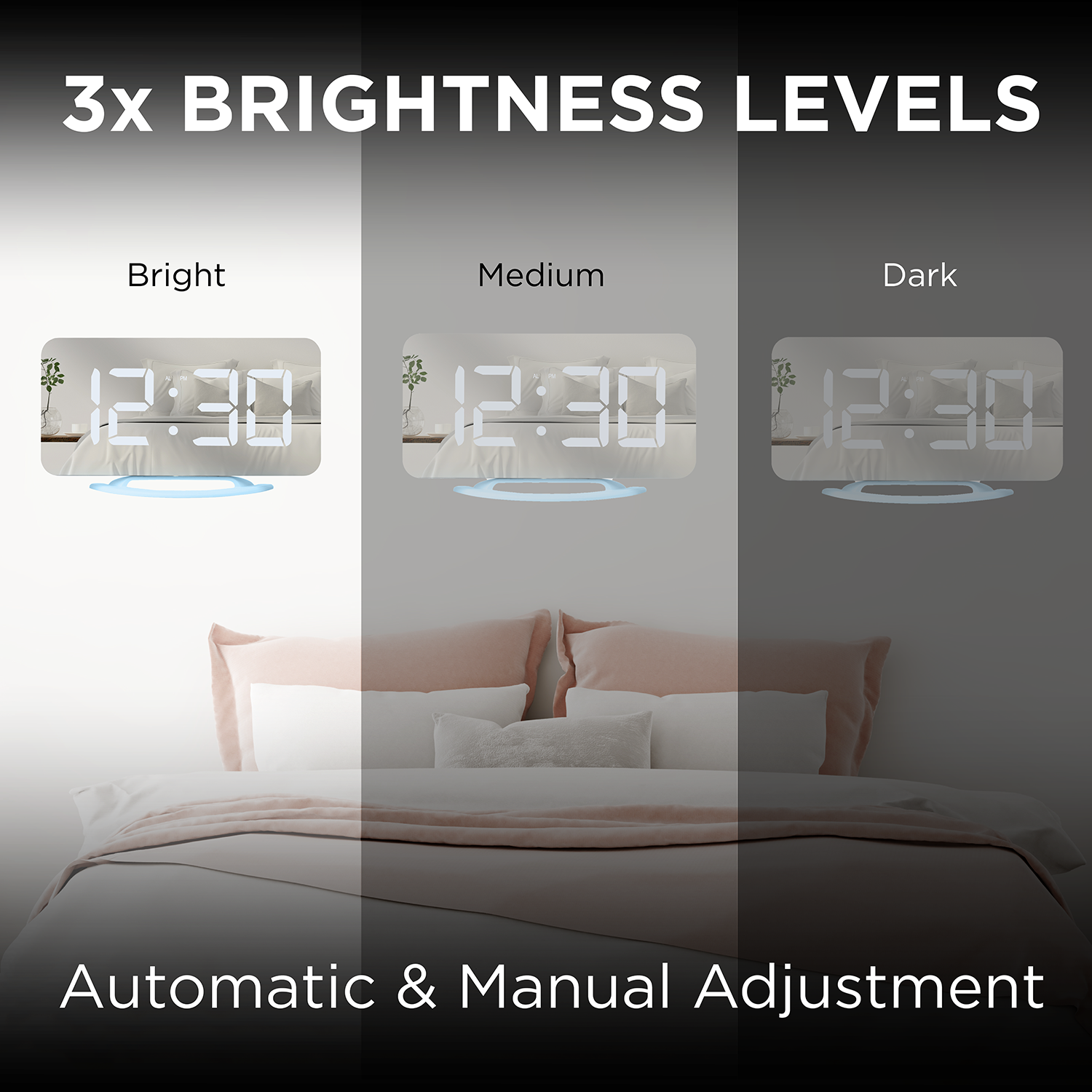 DigiClock with Mirrored Finish and Dual USB Charger– Limitless Innovations