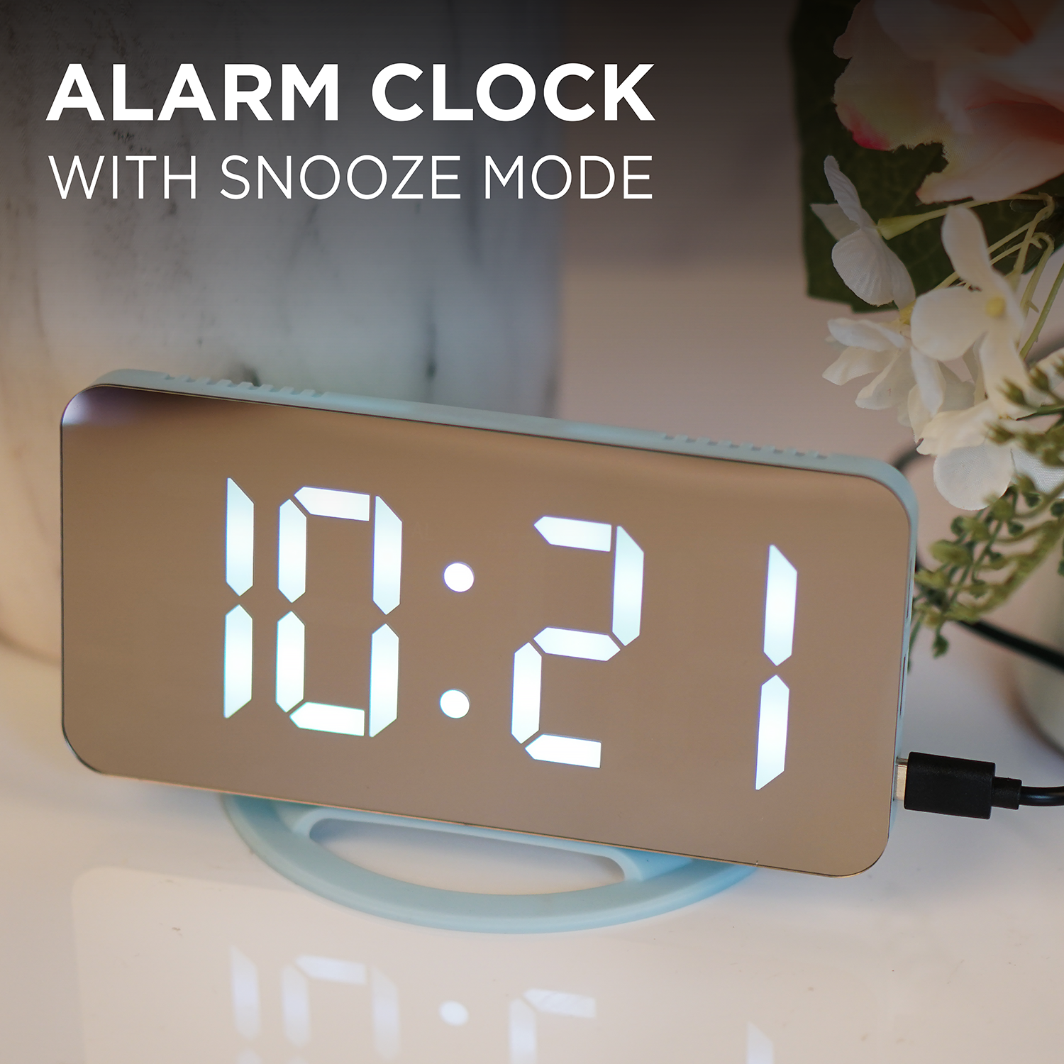 DigiClock with Mirrored Finish and Dual USB Charger– Limitless Innovations