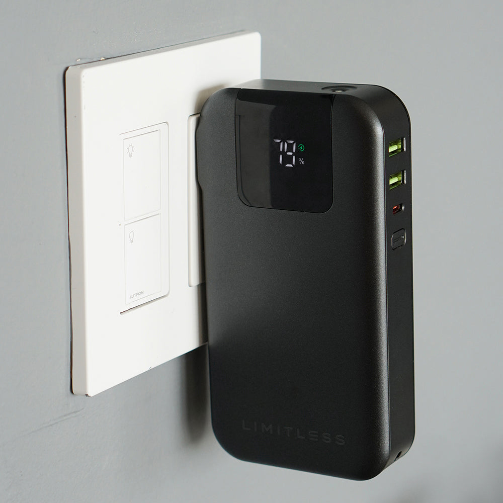 Limitless Plugged In Ultimate 15,000mAh Portable Power Bank with Wall Plug, Digital Display ...