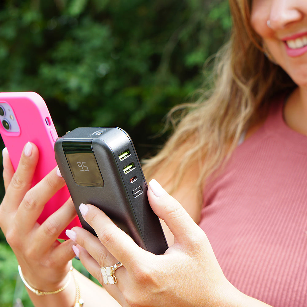 Ultimate 15,000mAh Portable Power Bank with Wall Plug, Digital Display