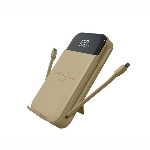 Ultimate Pro 15,000mAh Portable Power Bank With Wall Plug, Digital Display, Built-In Cables, & Wireless Charging