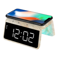 PowerTrio Dual-Mode Digital Alarm Clock with Wireless Charger and 9-Mode LED Light