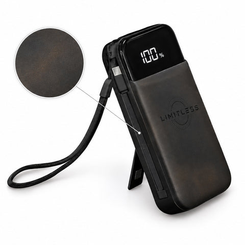 "As Is" Ultimate Pro 15,000mAh Portable Power Bank With Wall Plug, Digital Display, Built-In Cables, & Wireless Charging