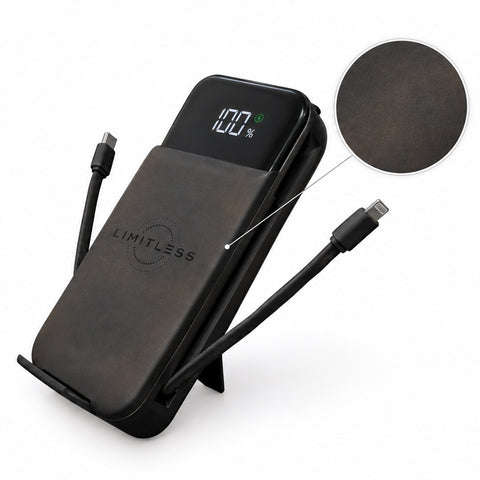 "As Is" Ultimate Pro 15,000mAh Portable Power Bank With Wall Plug, Digital Display, Built-In Cables, & Wireless Charging