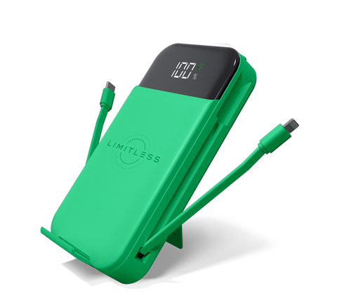 Ultimate Pro 15,000mAh Portable Power Bank With Wall Plug, Digital Display, Built-In Cables, & Wireless Charging