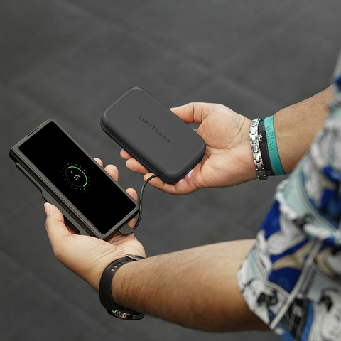 RFID Blocking Wallet & Power Bank With Built-In Charging Cable & Interchangeable Adapters