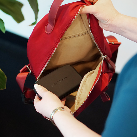 RFID Blocking Wallet & Power Bank With Built-In Charging Cable & Interchangeable Adapters