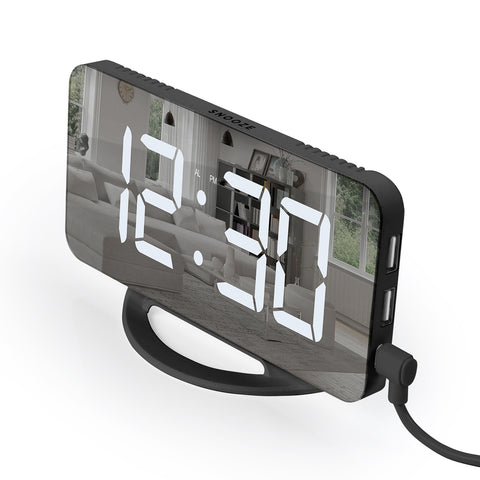 DigiClock with Mirrored Finish and Dual USB Charger