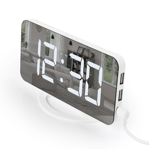 DigiClock with Mirrored Finish and Dual USB Charger