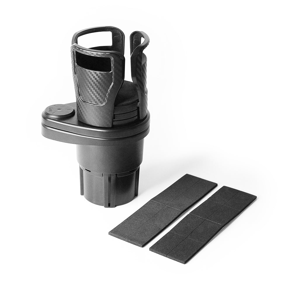 Dual CupStation - 2-in-1 Expandable Cup Holder with 360° Rotating Base –  Black