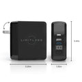 Limitless PowerPro Go - 3-In-1 Wall Charger and 10,000mAh Portable Power Bank with Digital Display - Powered by ChargeHub